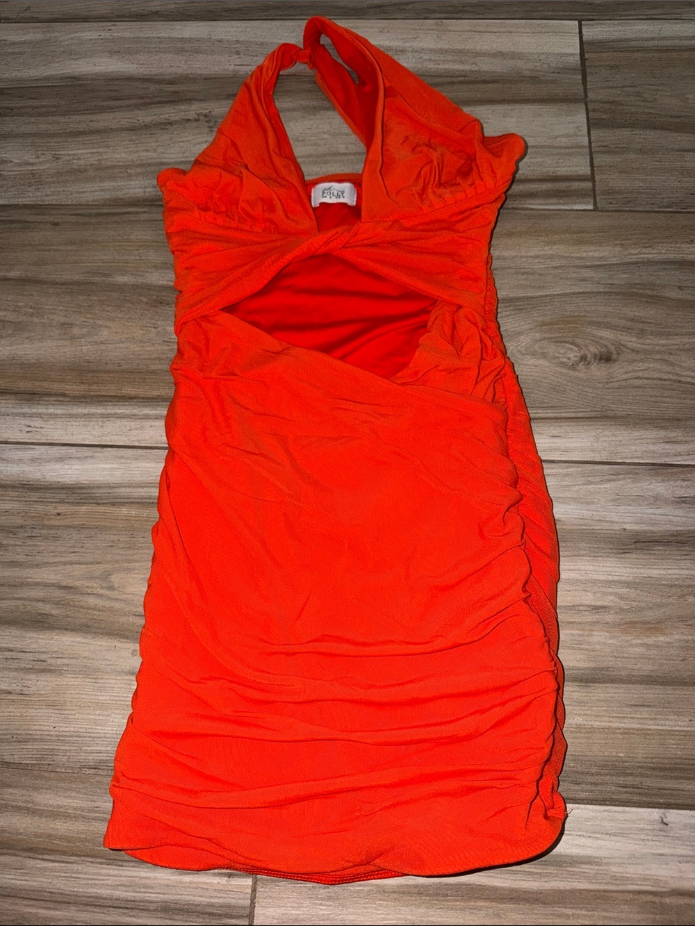 Oh Polly Bold Orange Halter Ruched Mini Dress size 4